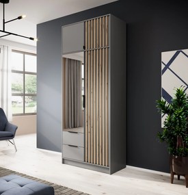 Nástavec na skříň Nelly 206 cm šedý/dub artisan