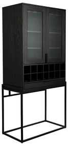 Čierna vinotéka z dubového dreva pre 20 fliaš, 89x181 cm Travis – Zuiver