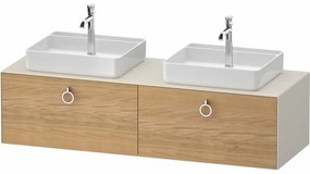 DURAVIT White Tulip závesná skrinka pod dve umývadlá na dosku, 2 zásuvky, 1600 x 550 x 408 mm, dub prírodný masív/nordická biela matná, WT4891BH5390000