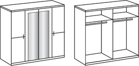 Šatníková skriňa so zrkadlami Anna, 180 cm, biela