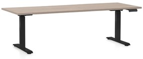 Výškovo nastaviteľný stôl OfficeTech D, 200 x 80 cm, čierna podnož, dub