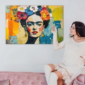 DUBLEZ | Drevený obraz - Frida Kahlo vo farbách