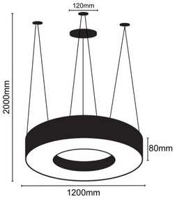 LED Luster na lanku LED/60W/230V 4000K pr. 120 cm čierna