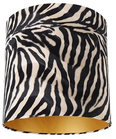 Zamatový tienidlo lampy Zebra dizajn 40/40/40 zlatý interiér