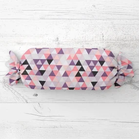 Biante Vankúš valec bonbon Sandra SA-330 Ružovo-fialovo-čierne trojuholníčky 15x80 cm