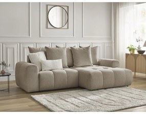 Béžová ženilková rozkladacia/s úložným priestorom rohová pohovka (pravý roh/s leňoškou) Roxelane – Bobochic Paris