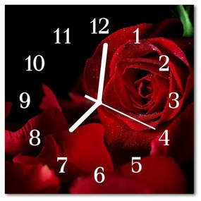 Nástenné sklenené hodiny Ruže 30x30 cm
