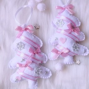 Ručne šité vianočné ozdoby - Stromčeky