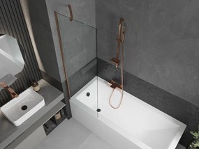 Mexen Next, vaňová  zástena 1-krídlová 60 x 150 cm, fixné krídlo, 6 mm číre sklo, ružové zlato profil, 895-060-000-00-00-60