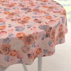 Biante Teflónový okrúhly obrus TF-062 Ruže na lososovo ružovom Ø 40 cm