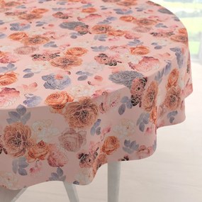 Biante Teflónový okrúhly obrus TF-062 Ruže na lososovo ružovom Ø 40 cm