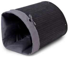 Rohový kôš na bielizeň 60 l bambusový čierny