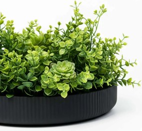 Dekoračná miska ORYVEN, sklolaminát s drážkami, priemer 30 cm, antracit