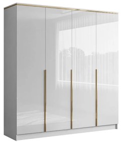 ŠATNÍKOVÁ SKRIŇA NESSIE BIELÝ LESK 4D ZLATÉ ÚCHYTKY