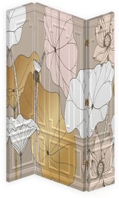 Gario Paraván Vintage kvety Rozmery: 145 x 170 cm, Prevedenie: Otočný paraván 360°