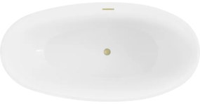 Mexen Bilbao, voľne stojaca vaňa 180 x 90 cm, biela-čierna, zlatý matný prepad, 51311809075-55