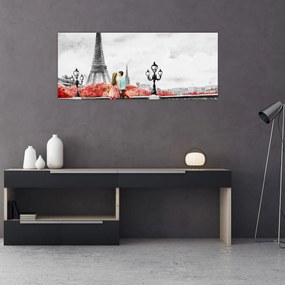 Obraz - Milenci v Paríži (120x50 cm)