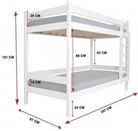 Wilsondo Poschodová posteľ Paulína 90x200 - biela