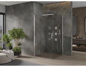 Mexen Omega, sprchovací kút s posuvnými dverami 100 (dvere) x 100 (stena) cm, 8mm číre sklo, chrómový profil, 825-100-100-01-00