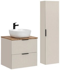 Kúpeľňová zostava Adele Cashmere so skrinkami a umývadlom 60 cm kašmírová/dub wotan