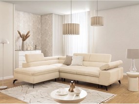 Krémová ženilková rohová pohovka (ľavý roh/do L) Marbeya – Ropez