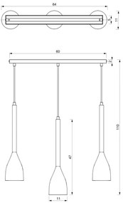 Luster na lanku ISTAPPAR 3xE27/60W/230V čierna