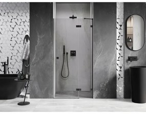 Mexen, Mexen Lunar pravé otočné sprchové dvere 115 cm, transparentné, čierne - 834-115-000-70-00-P