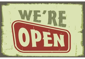 Ceduľa We Are Open