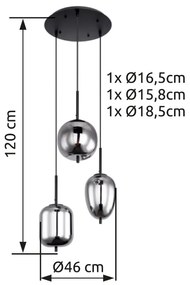 GLOBO BLACKY 15345-3 Závesné svietidlo