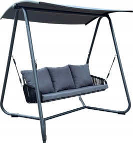 Garden Line ZÁHRADNÁ HOJDAČKA S PLETENÝMI OPIERKAMI RÚK 180 x 139 x 185 CM ANTRACIT PREMIUM