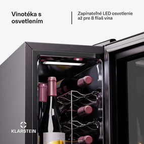 Klarstein Shiraz 8 Uno, vertikálna chladnička na víno, 8 fliaš, 8 - 18 °C, dotykové ovládanie