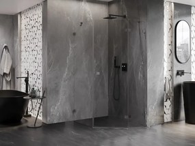 Mexen Lunar, päťuholníkový sprchový kút naklápací vpravo 80 x 100 cm, 8mm číre sklo, profil grafit brúsený, 831-080P-100L-66-00-P