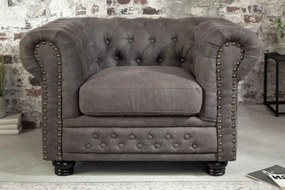 Kreslo CHESTERFIELD 105 cm starožitná šedá