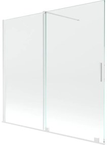 Mexen Velar vaňová zástena dvojkrídlová Posuvný 170 x 150 cm, Priehľadné, Biela - 896-170-000-01-20