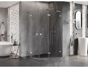 Mexen Lunar, L pravý polkruhový sprchový kút 100 x 80 cm, 8mm číre sklo, chrómový profil, 833L-100P-080L-01-00