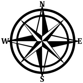 Nástenná kovová dekorácia COMPASS čierna