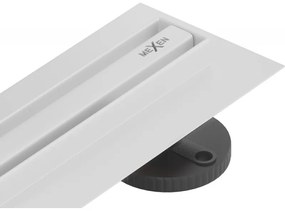 Mexen Flat nerezový sprchový žľab s rotačným 360° sifónom 60 cm, vzor SLIM, biela, 1241060