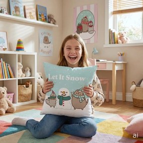 Obojstranný vankúš Pusheen - motív Let It Snow - 40x40 cm
