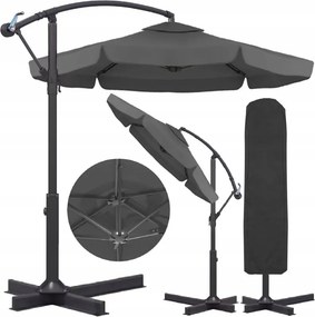 Záhradný skladací slnečník ARCADIA 300 cm, sivý