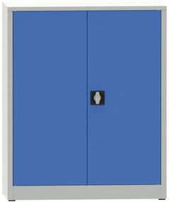 Dielenská policová skriňa na náradie KOVONA JUMBO, 2 police, zváraná, 1150 x 950 x 600 mm, sivá / modrá