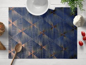 Biante Zamatové prestieranie na stôl Isabela IBL-011 Rose Gold trojuholníky na kráľovsky modrom 30x40 cm