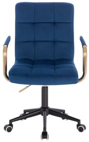 LuxuryForm DESIGN Stolička VERONA GOLD VELUR na čiernej podstave s kolieskami - modrá