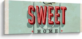 Obraz - Home sweet home (s hodinami) (90x30 cm)
