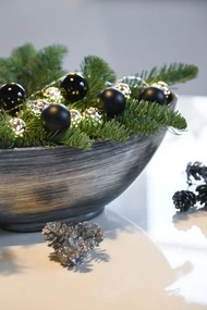 Strieborná miska MONDANA, sklolaminát, šírka 39 cm, strieborno-čierna