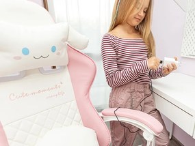 Detská herná stolička s podnožkou a masážnou opierkou - ružová