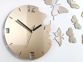 3D nalepovacie hodiny Butterfly metallic tortora