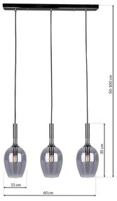 Luster na lanku TANGO 3xE14/40W/230V čierna