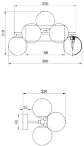 Maytoni MOD547WL-05B - Nástenné svietidlo DALLAS 5xG9/28W/230V čierna