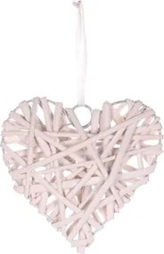 Závesná dekorácia Prútené srdce, biele%