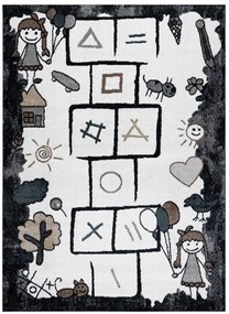 Detský kusový koberec Fun Hop black, 180x270, čiernobiela, detská izba, Dywany Łuszczów